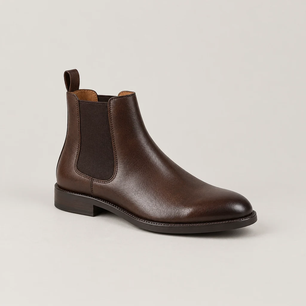 Men's dark brown leather Chelsea boot