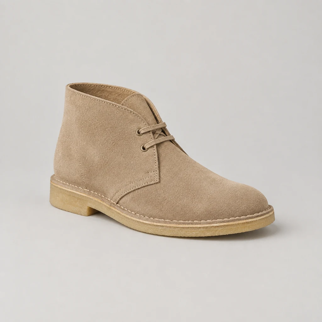 Men's sand suede desert boot with crepe sole