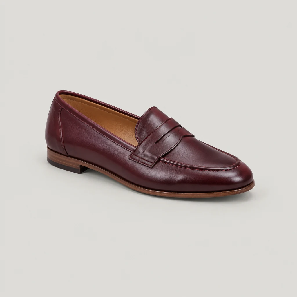 Women's oxblood leather penny loafer